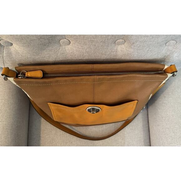 Coach Park Colorblock Brown Leather Hobo Bag 13.5"L x 3"W x 12.5"H Tote F24369 - Picture 5 of 14